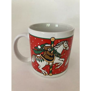 Vintage 1987 R. Dakin & Company Christmas Carousel Mug/Cup - Japan - #15-9130